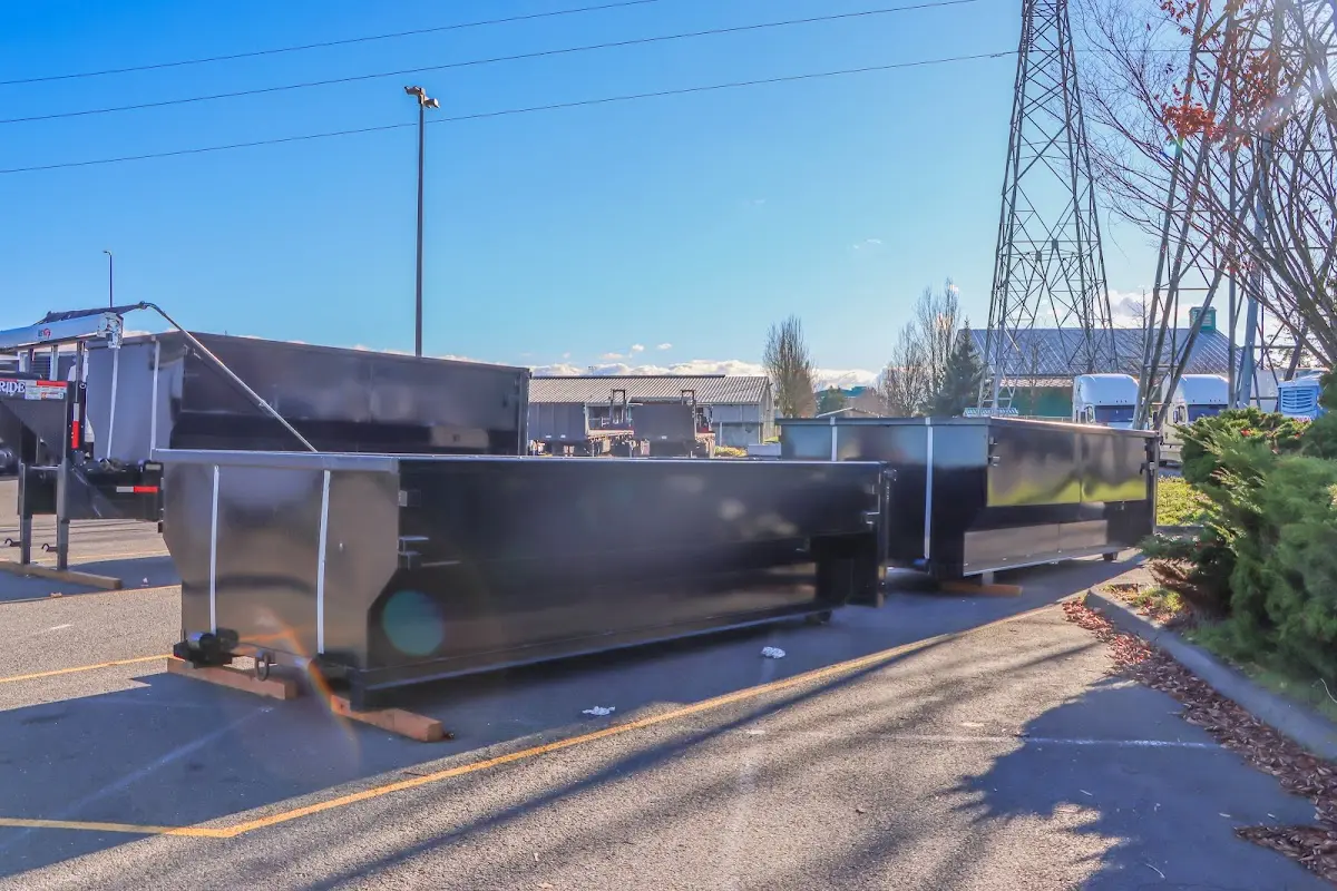 Roll-off dumpster ready for waste disposal at job site for 2 Yard Dumpster Rental in Ridgefield Park village